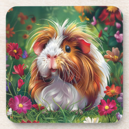 Posavasos Cerdo de Guinea entre las flores