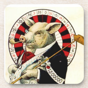 Posavasos Cerdo de juego de la ruleta del jugador del