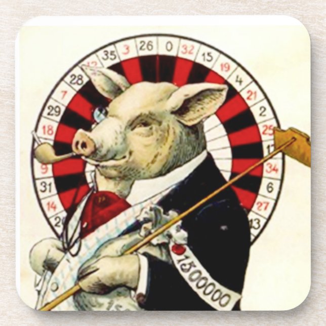 Posavasos Cerdo de juego de la ruleta del jugador del (Frente)