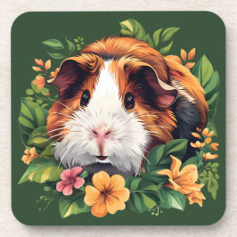 Posavasos Cerdo guineano entre flores