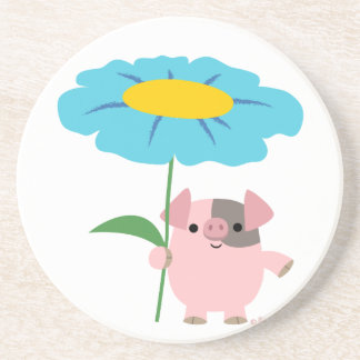 Posavasos Cerdo Personalizado con escayola de regalo (azul)