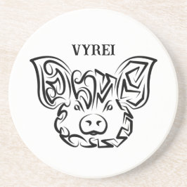 Posavasos Cerdo tribal blanco y negro