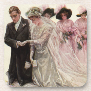 Posavasos Ceremonia de boda victoriana vintage novia y novio