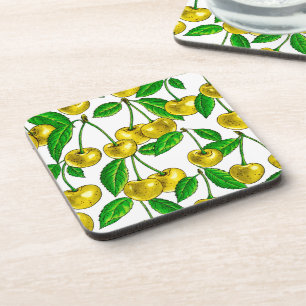 Posavasos Cerezas amarillas en blanco