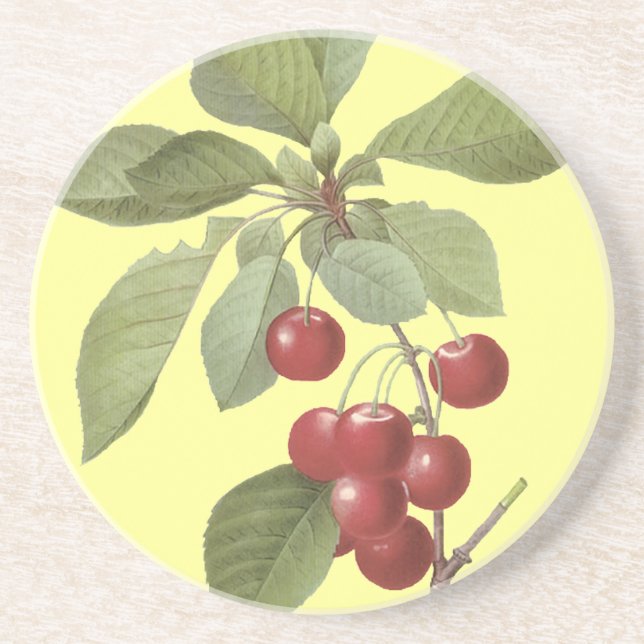 Posavasos Cerezas en el práctico de costa del árbol (Frente)