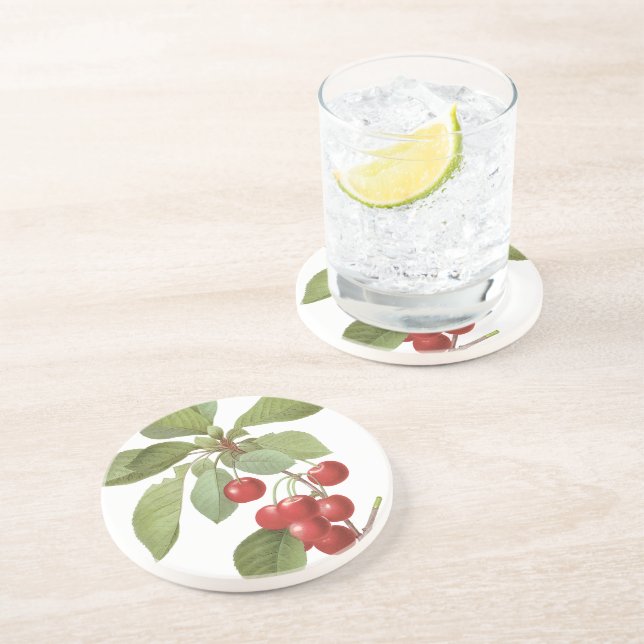 Posavasos Cerezas rojas botánicas (Lado)