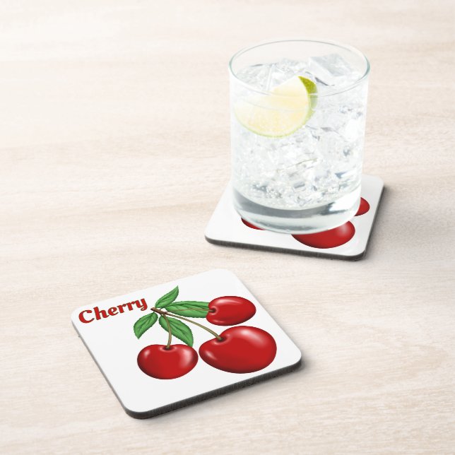 Posavasos Cerezas Rojas Diseño Personalizado Cerezas (Lado Derecho)