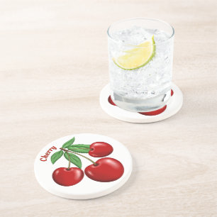 Posavasos Cerezas Rojas Diseño Personalizado Cerezas