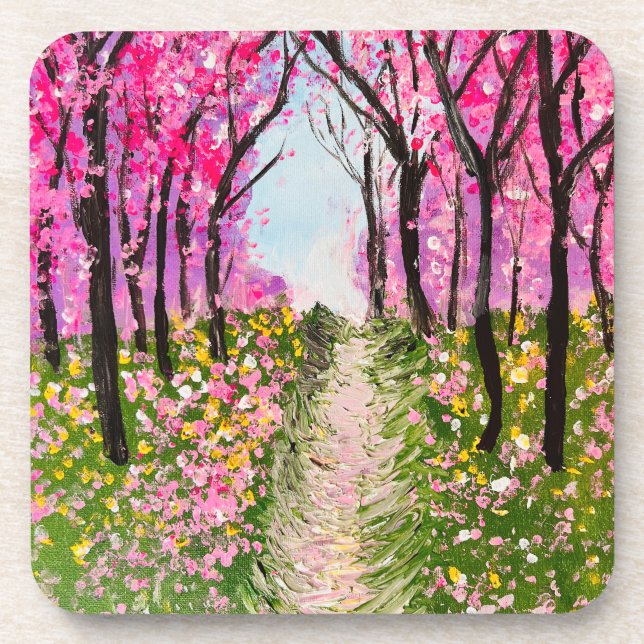 Posavasos Cerezos Sceneradores Pink Floral Coaster (Frente)