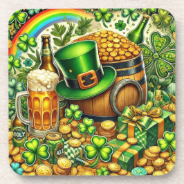 Posavasos Cerveza del día de San Patricio acuarela, monedas 