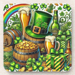 Posavasos Cerveza del día de San Patricio acuarela, monedas