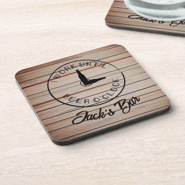 Posavasos Cerveza Divertida con Nombre Personalizado (Lado Izquierdo)