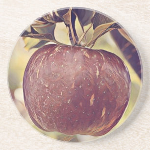 Posavasos Cesta con manzanas pintando un manzano