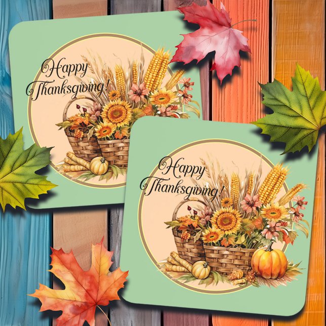 Posavasos Cesta de otoño, flores, calabazas, maíz (Subido por el creador)