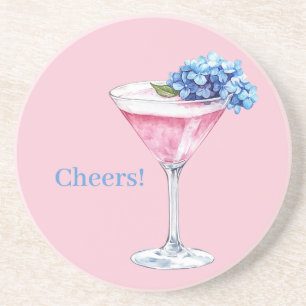 Posavasos Cesta tejida de flores azules rosadas