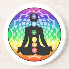 Posavasos Chakra Lotus Sandstone Coaster - Yoga Art