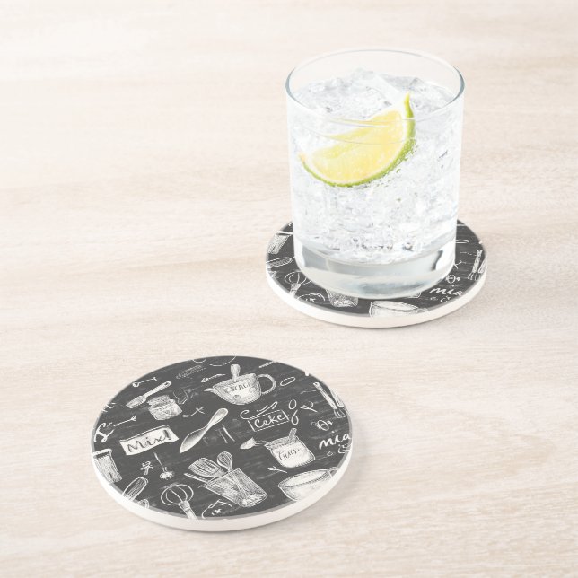 Posavasos Chalkboard Kitchen Art Sandstone (Lado)