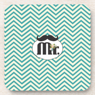 Posavasos Chalkboard Mr. Yellow y Green Zigzag Chevron