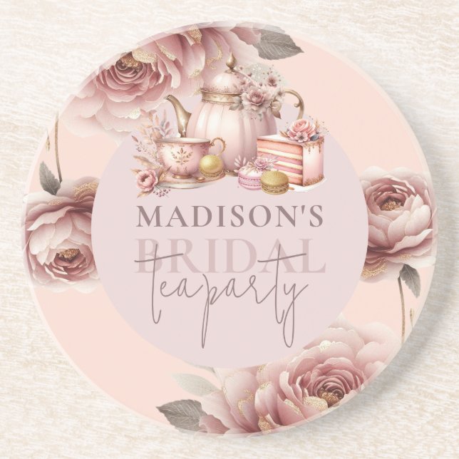 Posavasos Champán de boda personalizado de acuarela alta  (Frente)