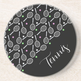 Posavasos Chaquetas de tenis y bolas extravagantes negros