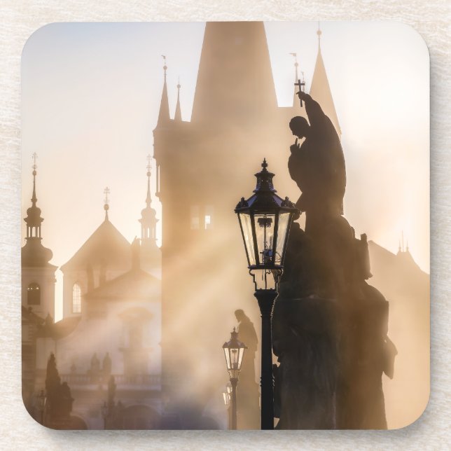 Posavasos Charles Bridge in the Sunrise Hard plastic coaster (Frente)