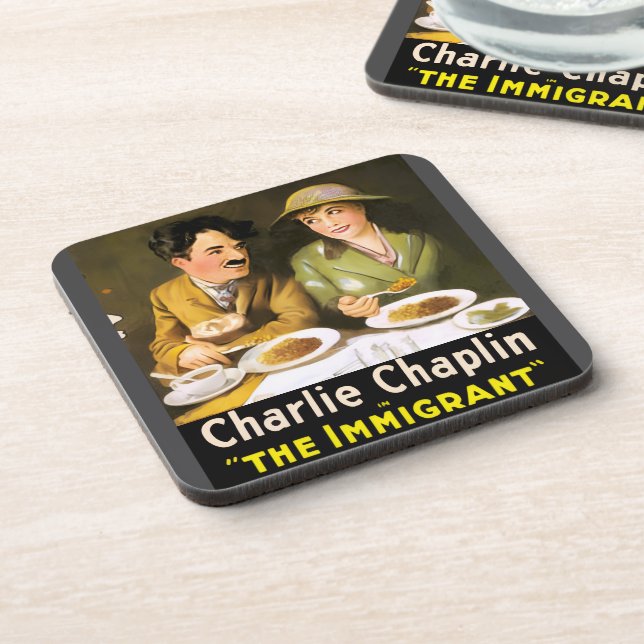 Posavasos Charlie Chaplin/La Pascua De Bebidas De Inmigrante (Lado Izquierdo)