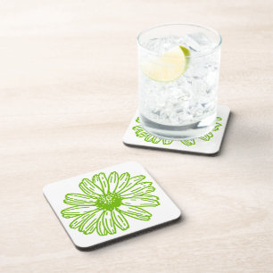 Posavasos Chartreuse Green Daisy Print, Hippie Flower Print