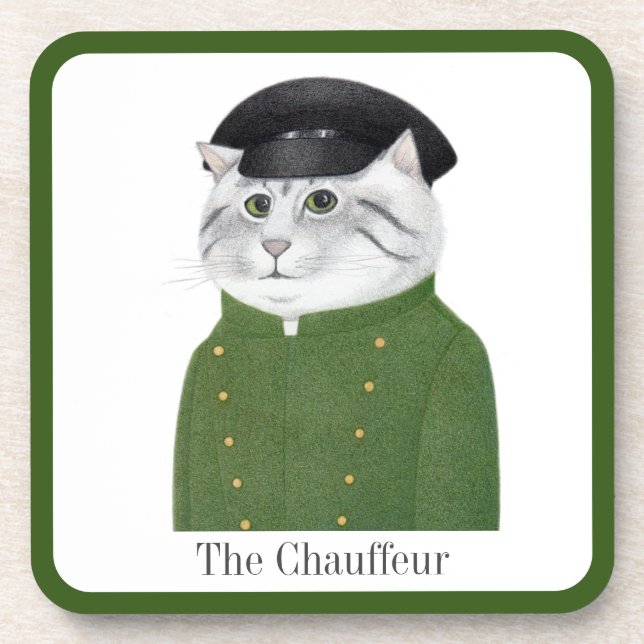 Posavasos CHAUFFEUR CAT Duros Ataques Plásticos + Texto (Frente)