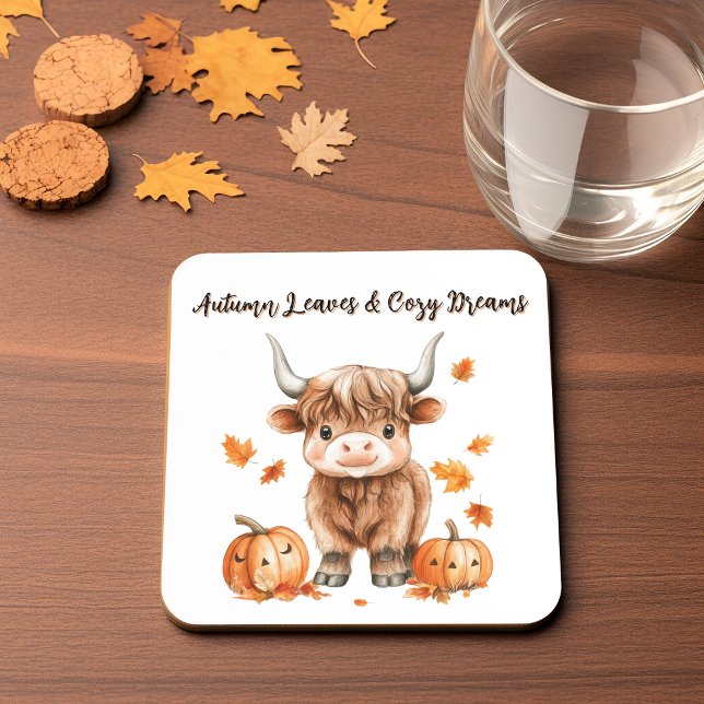 Posavasos Cheeky Autumn Highland Cow (Subido por el creador)