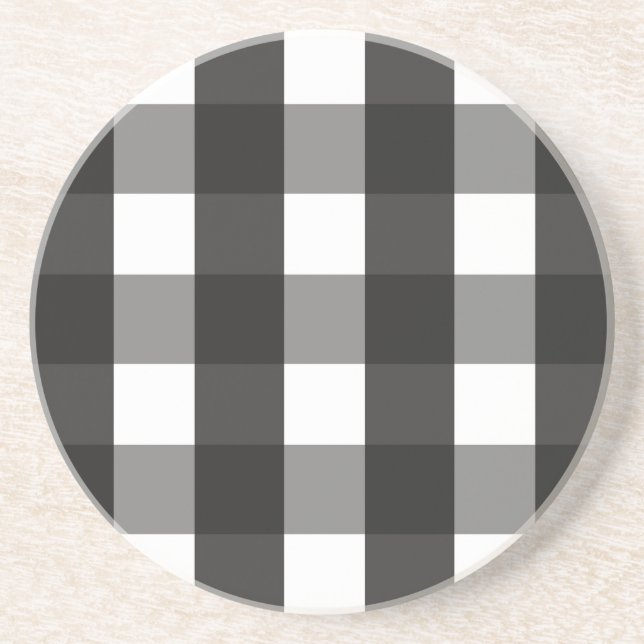 POSAVASOS CHEQUE DE GINGHAM EN NEGRO Y BLANCO (Frente)