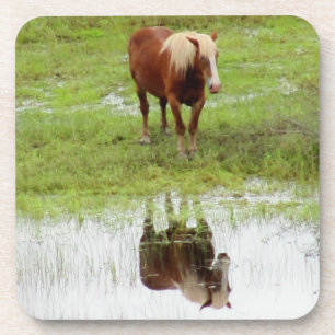 Posavasos Cheques de caballo de granja es reflexión de DJONe
