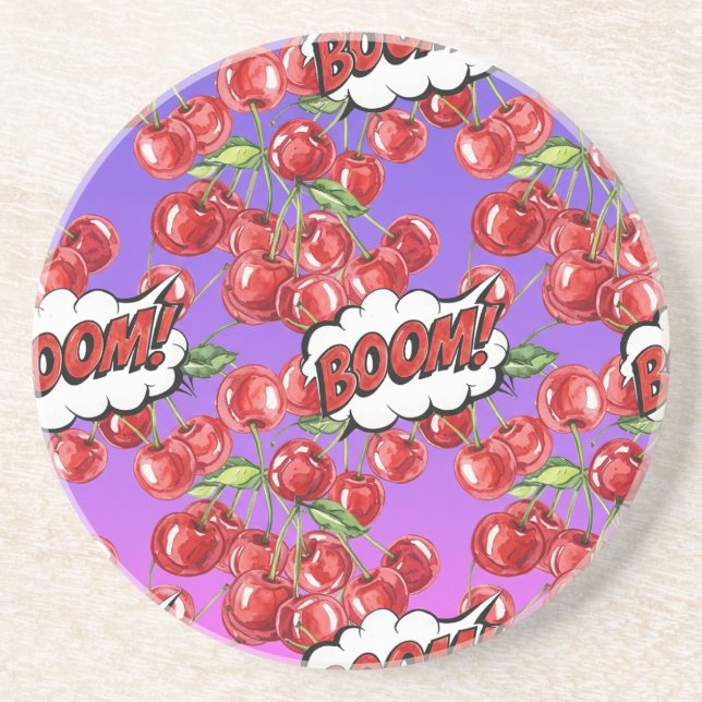 Posavasos Cherries, Pop Art, by Natasha Us (Frente)