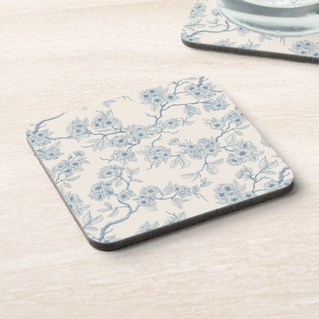 Posavasos Chery blossom branches in blue and off white (Lado Izquierdo)