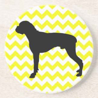 Posavasos Chevron Amarillo De Limón Con Silhouette De Boxer