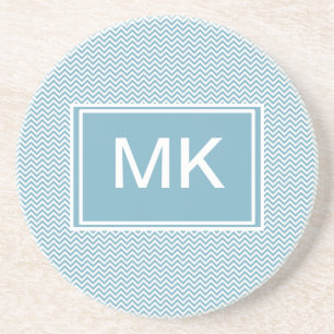 Posavasos Chevron azul con monograma