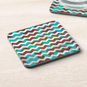 Posavasos Chevron Cow Brown e impresión Verde azulada