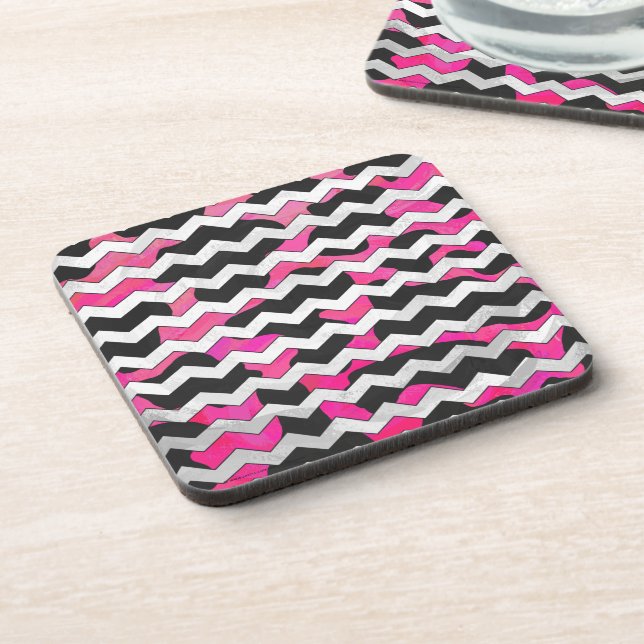 Posavasos Chevron Cow Hot Pink and Black Print (Lado Izquierdo)