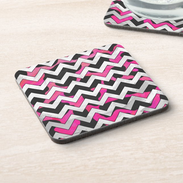 Posavasos Chevron Cow Hot Pink and Black Print (Lado Izquierdo)