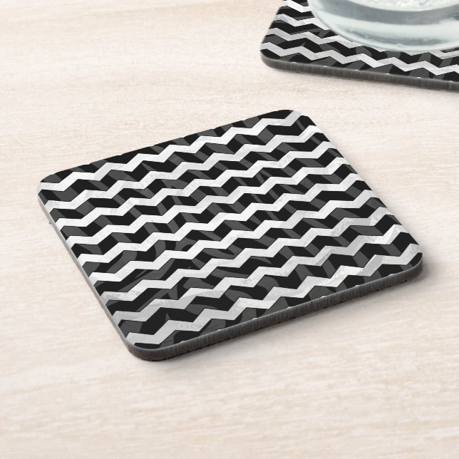 Posavasos Chevron negro cebra y gris (Lado Izquierdo)