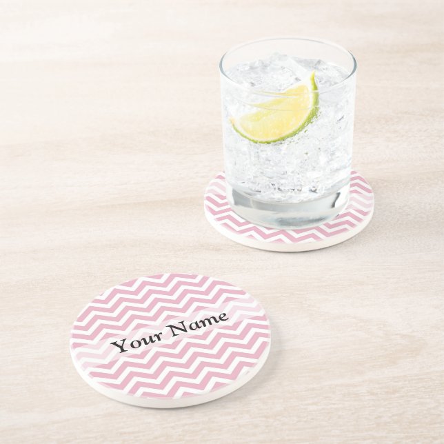 Posavasos Chevron rosa y blanco (Lado)