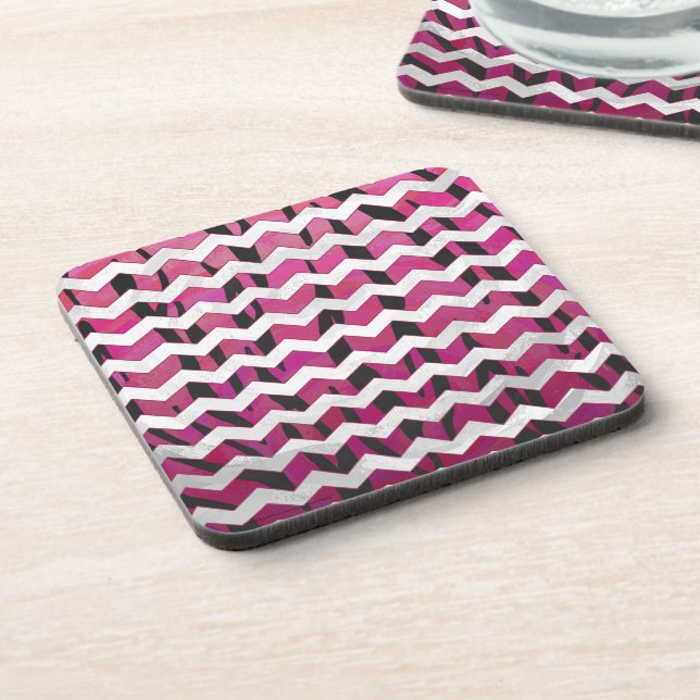 Posavasos Chevron Tiger Hot Pink and Black Print (Lado Izquierdo)