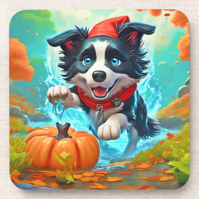 Posavasos Chibi Border Ninja Dog: Arte Épico (Frente)