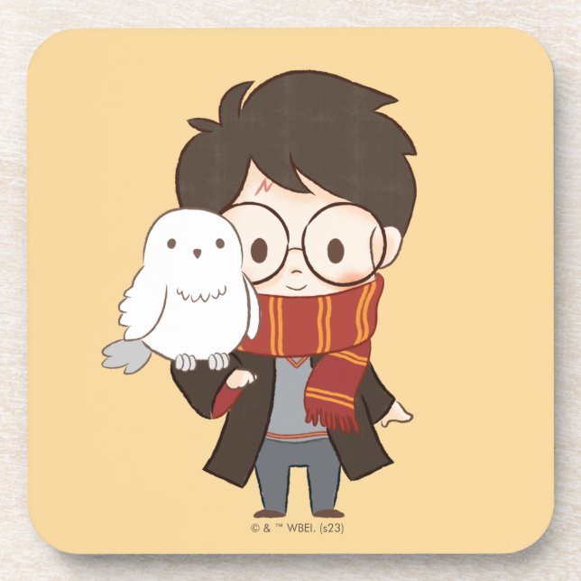 Posavasos Chibi HARRY POTTER™ y Hedwig (Frente)