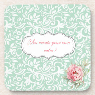 Posavasos Chic Elegante Damasco, Rosas, Mensaje Motivacional