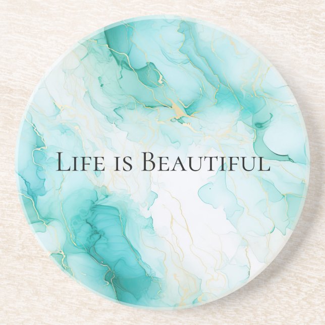 Posavasos Chic Mint Baño de Novia en Blanco y Oro (Frente)