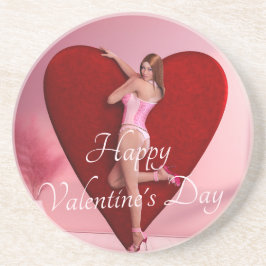 Posavasos Chica apasionado del Día de San Valentín en un lug