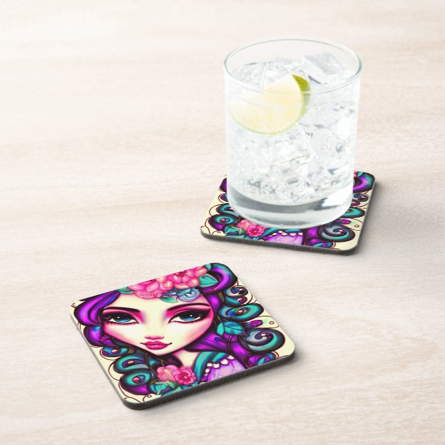 Posavasos Chica astuto artístico (Lado Derecho)