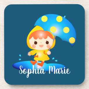 Posavasos Chica bailando bajo la lluvia