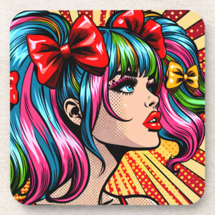 Posavasos Chica Bonita de Arte Pop Comic con Lazos