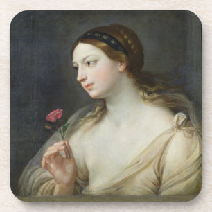 Posavasos Chica con un color de rosa (aceite en lona)